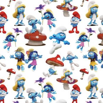 Baumwolljersey Schlümpfe - Smurfs - auf Weiß